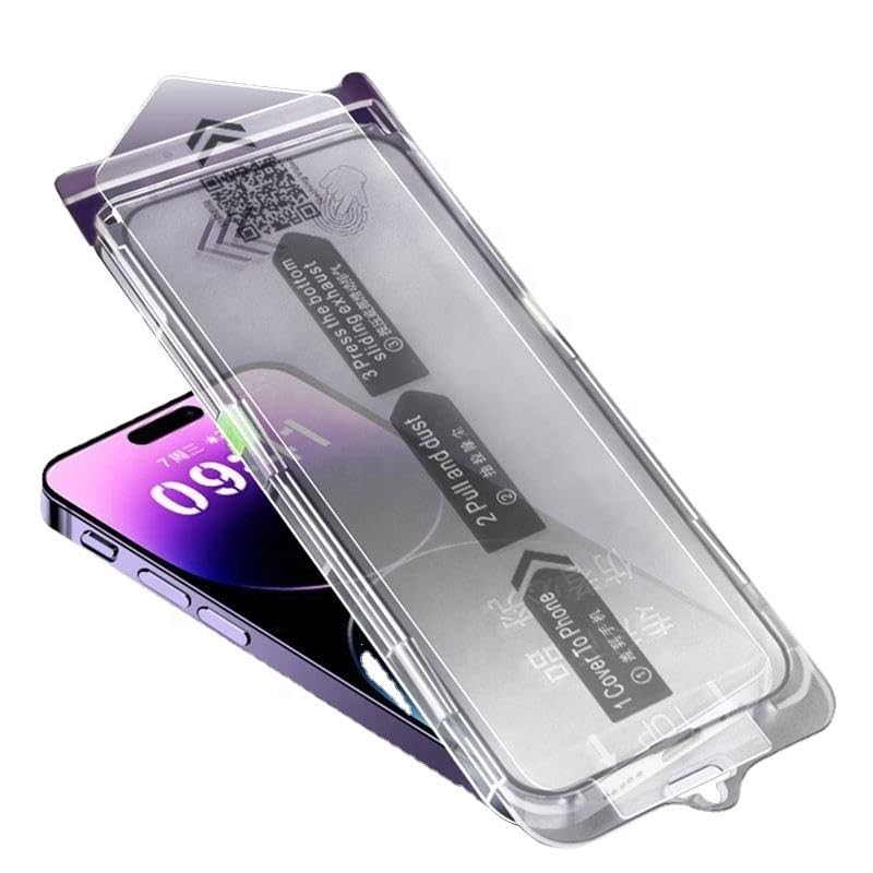 MX » Folie iPhone 15 Pro - MagicBox, cu Aplicator, DustFree, AntiSpy, Black frame, PRIVACY