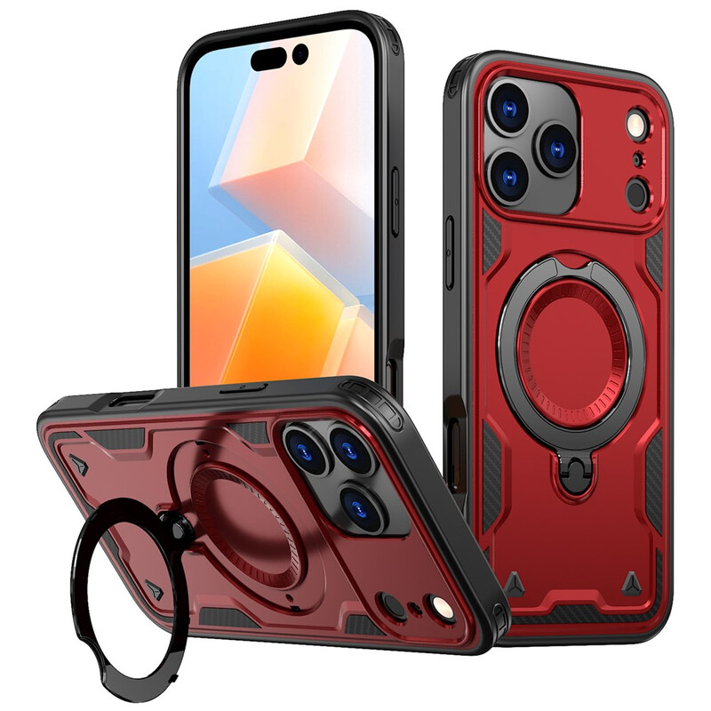 Husa Hybrid Armor » iPhone 17 Pro Max, MagRing, MultiAngle, RED