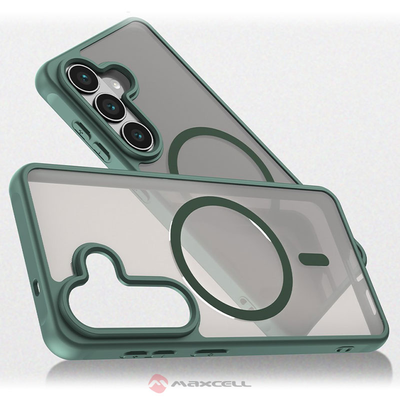 Husa MagFrost Pro » Samsung S26 Plus (S947), Matte MagSafe, Frosted Gray / GREEN