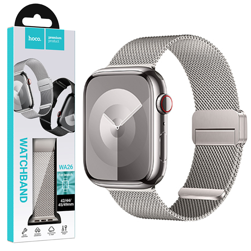 Hoco (WA26) - Curea metalica, pentru iWatch, inchidere magnet, Universal Size (42/44/45/49mm) - Double Buckle, Milanese Style, STAR Color