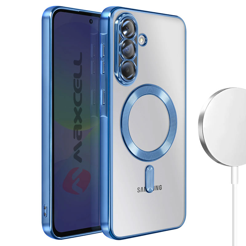 Husa Plating » Samsung A37 (A376), MagCase, TPU Clear, frame BLUE