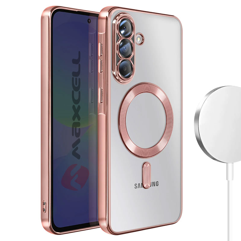 Husa Plating » Samsung A37 (A376), MagCase, TPU Clear, frame PINK