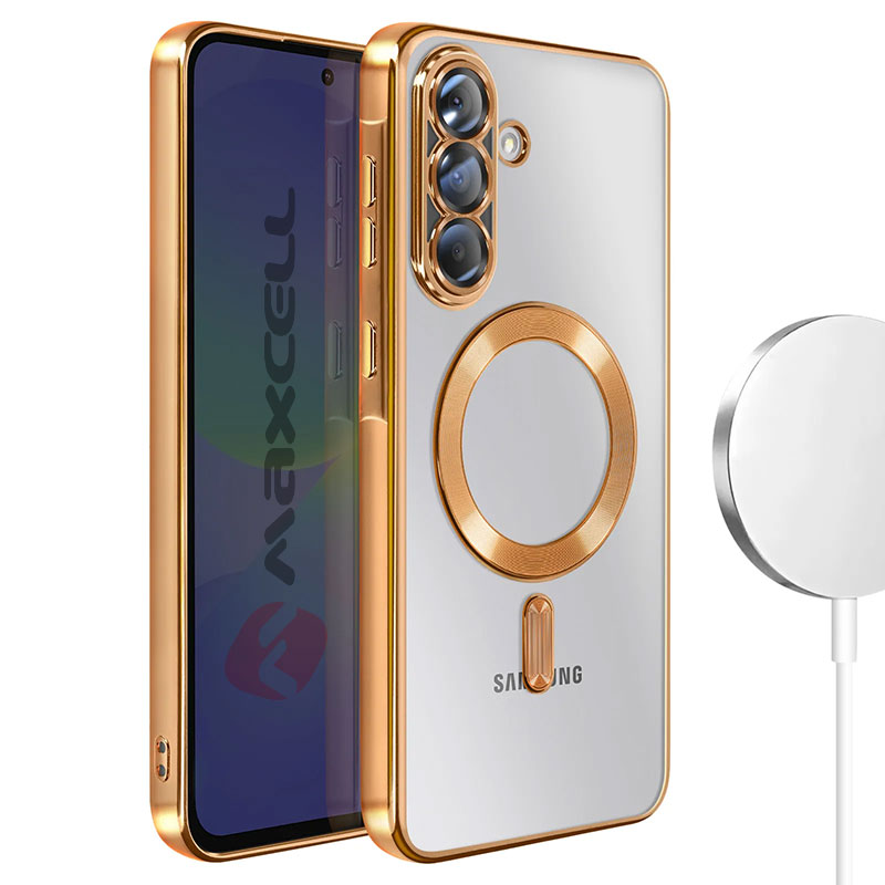 Husa Plating » Samsung A57 (A576), MagCase, TPU Clear, frame GOLD