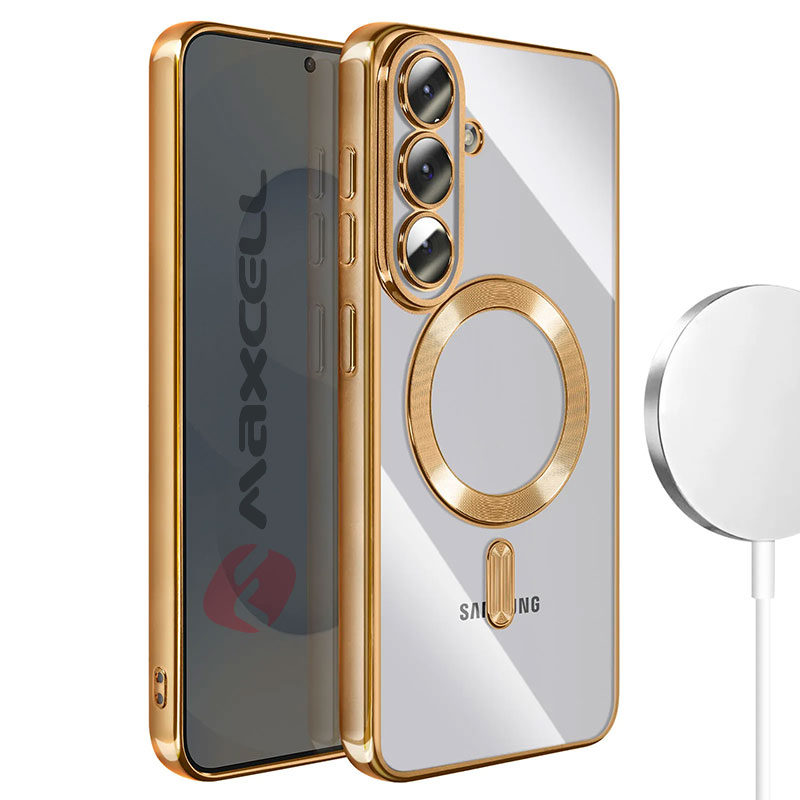Husa Plating » Samsung S26 Plus (S947), MagCase, TPU Clear, frame GOLD