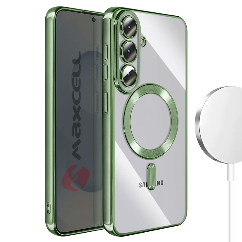 Husa Plating » Samsung S26 Plus (S947), MagCase, TPU Clear, frame GREEN