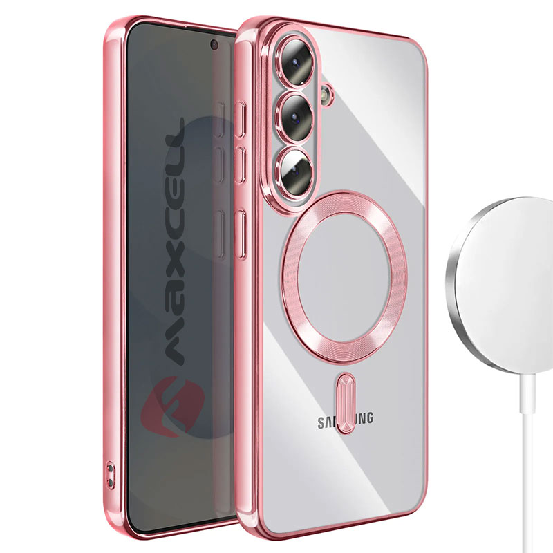 Husa Plating » Samsung S26 (S942), MagCase, TPU Clear, frame PINK