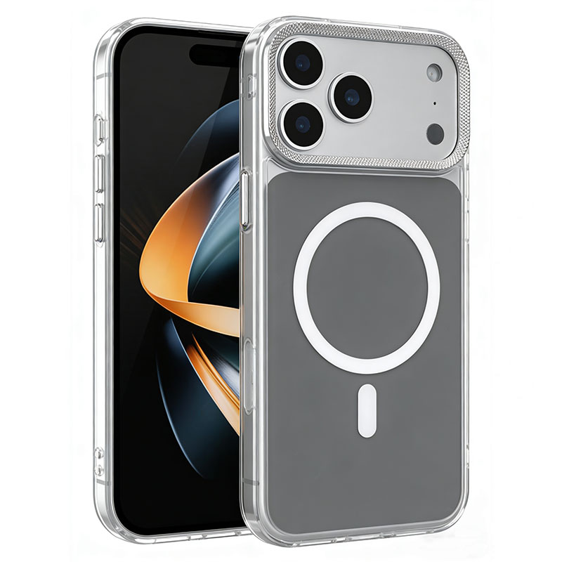 Husa Magshield » iPhone 17 Pro Max, Magnetica, Butoane metalice, Clear Frame, GRAY