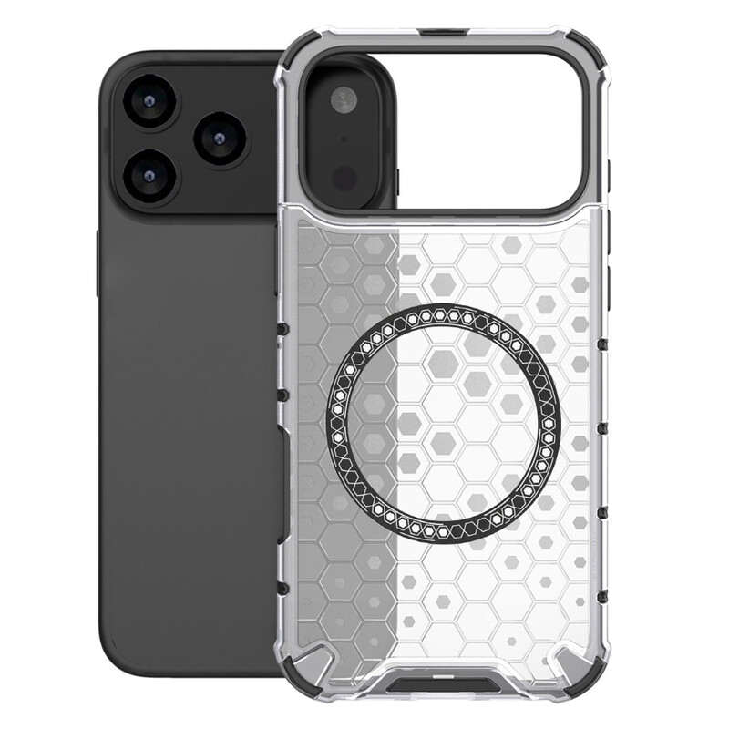 Husa HoneyComb » iPhone 17 Pro Max, Magnet MagCase, AntiDrop Corners, TRANSPARENT