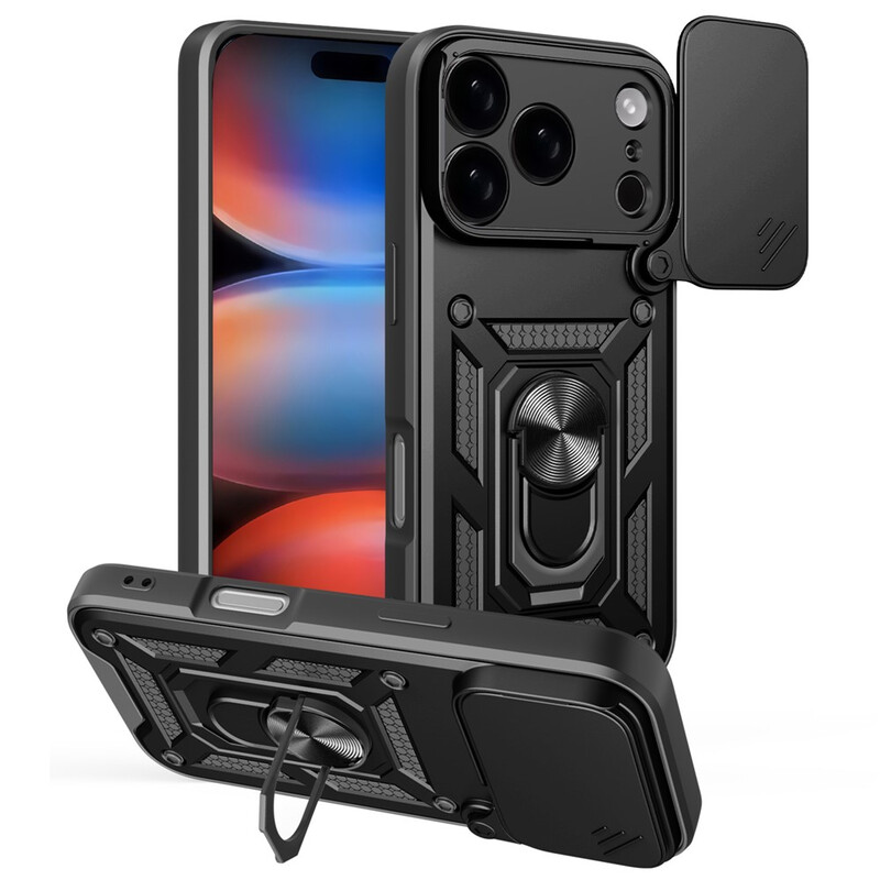 Husa Armor » iPhone 17 Pro Max, CamSlide, Ring Stand, BLACK