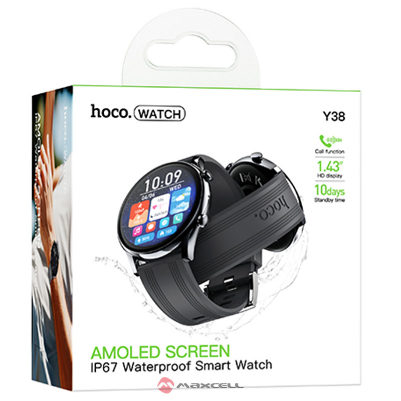 Hoco (Y38) - Ceas SmartWatch, BT 5.3, AMOLED, 300mAh, BLACK