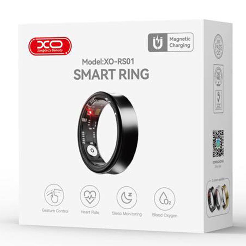 XO (RS01) » Smart Ring, BT 5.1, 220mAh, Multi Sensor, #10(diametru int. 19.9 mm) aliaj de titan, SILVER
