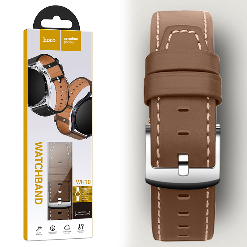 Hoco (WH10) - Curea eco-leather, pentru ceasuri, conectori 20 mm, GT Original Series, BROWN