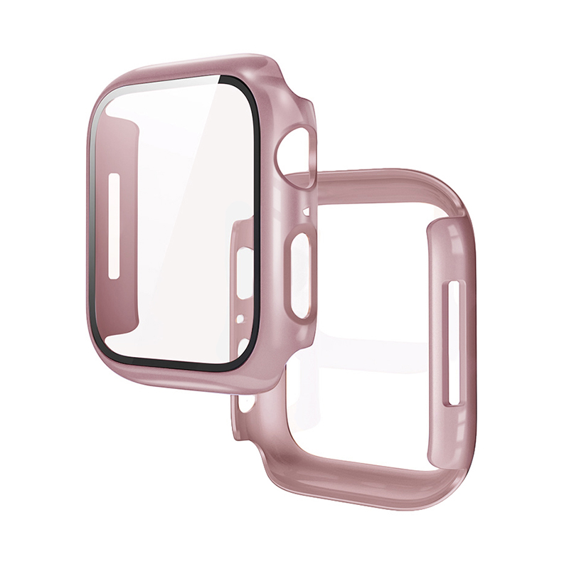 Hoco (WS3) - Rama protectie cu folie integrata, iWatch Series 7/8, PC, (45mm) - Gold Rose