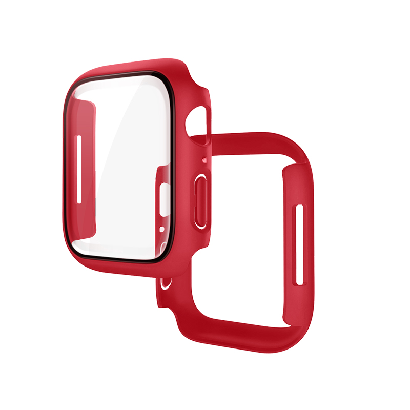 Hoco (WS4) - Rama protectie cu folie integrata, iWatch Series 7/8, PC, (45mm) - Red