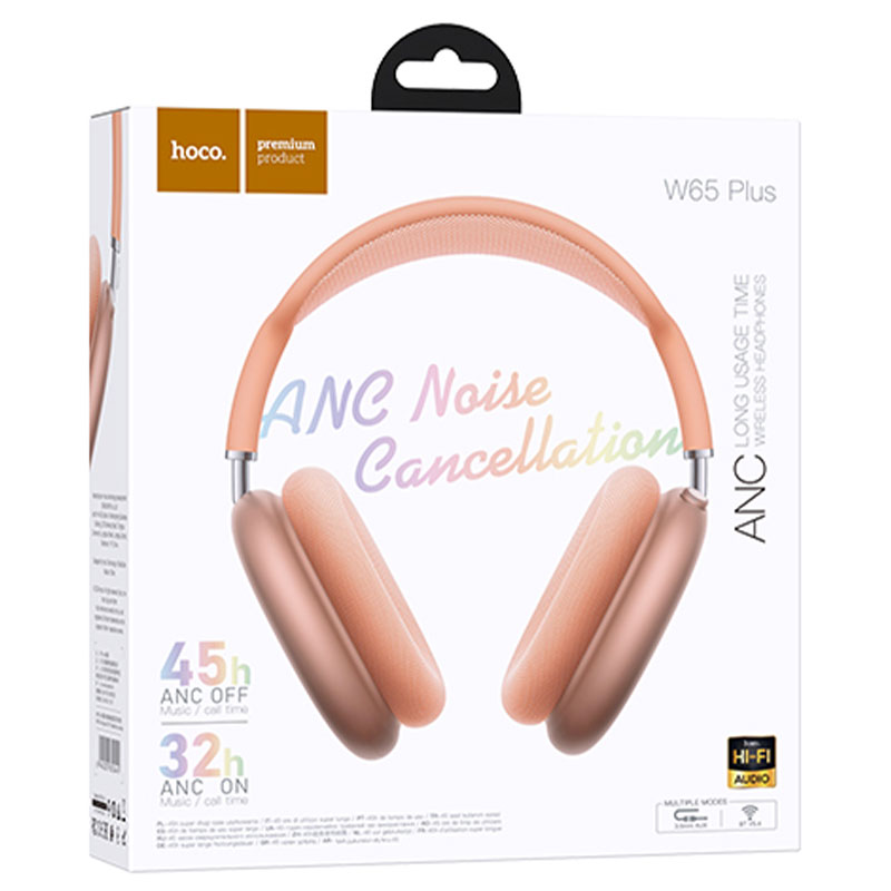 Hoco (W65 Plus) » Casti Wireless, OverEar, BT 5.4, 400mAh, ANC, 45h, ORANGE