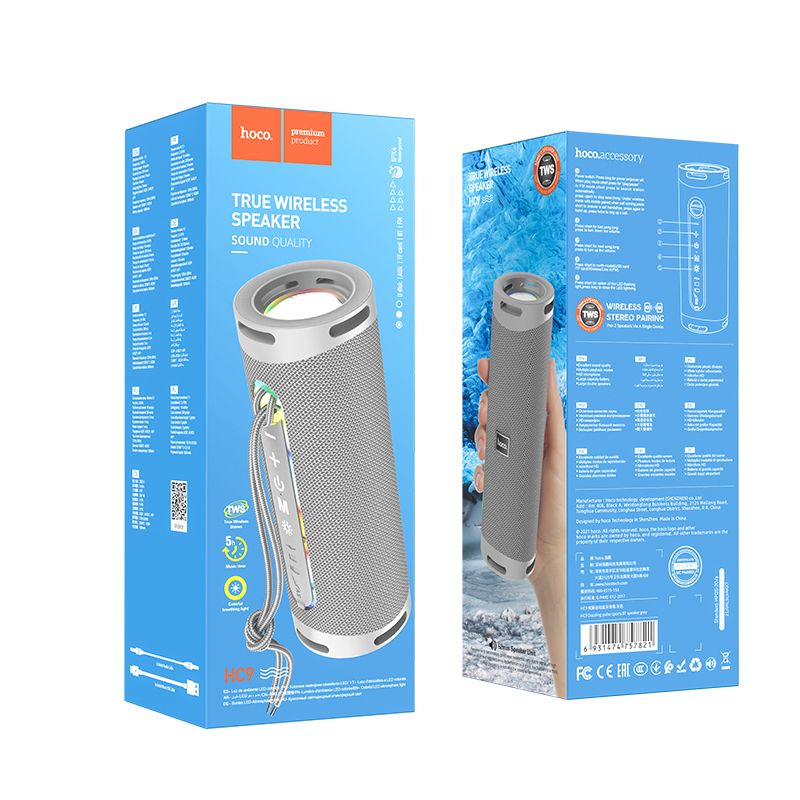 Hoco (HC9) » Boxa portabila, TWS, BT Wireless, Pulse Sport 2*5W, Gray