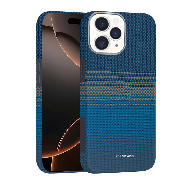 Husa Aramid PTK » iPhone 16 Pro Max, Kevlar Fiber, cu MagSafe, Moonrise BLUE