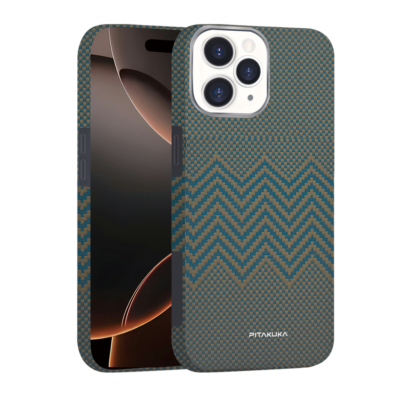 Husa Aramid PTK » iPhone 16 Pro Max, Kevlar Fiber, cu MagSafe, Twill GOLD