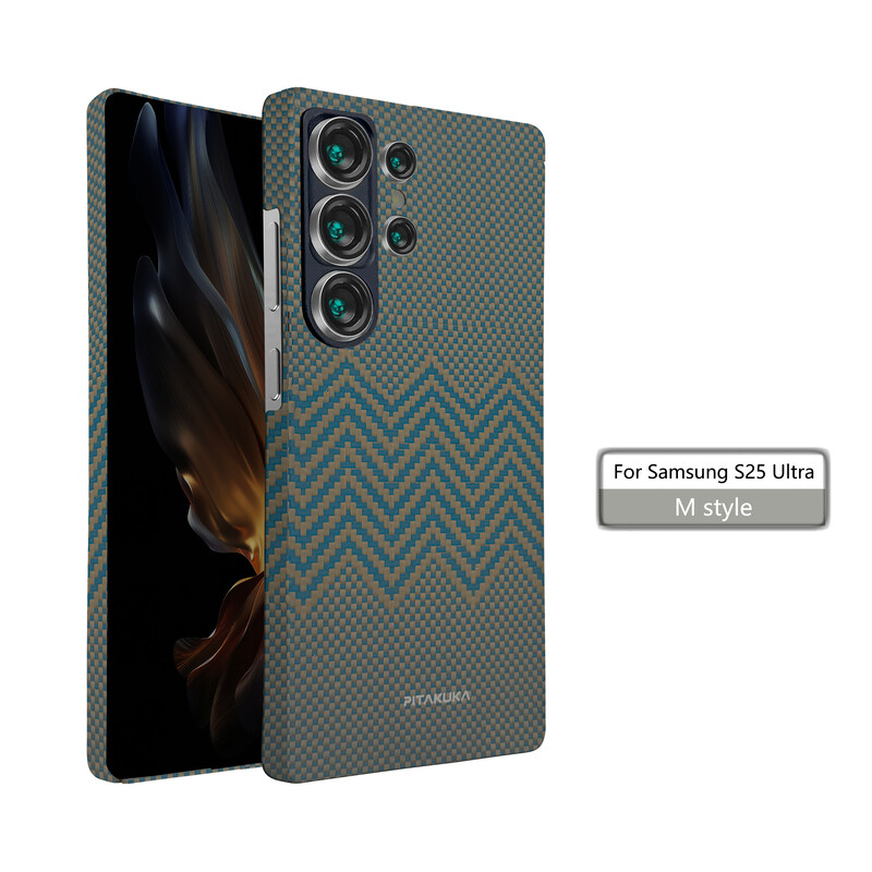 Husa Aramid PTK » Samsung S25 Ultra (S938), Kevlar Fiber, cu MagSafe, Twill GOLD