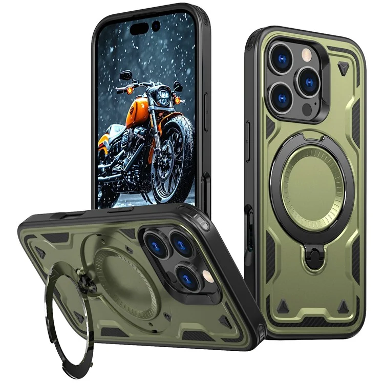 Husa Hybrid Armor » iPhone 14 Pro Max, MagRing, MultiAngle, Olive