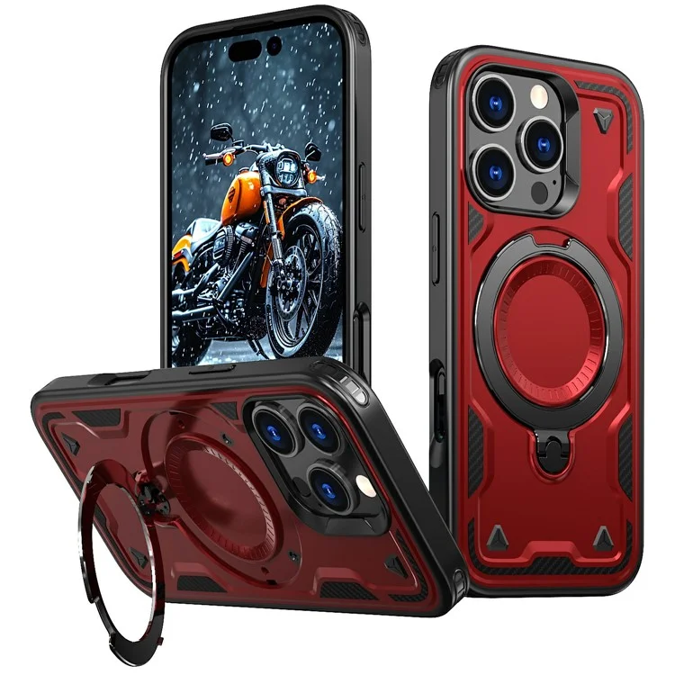Husa Hybrid Armor » iPhone 16 Pro, MagRing, MultiAngle, Red