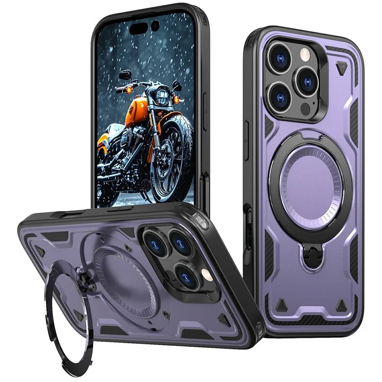 Husa Hybrid Armor » iPhone 16 Pro, MagRing, MultiAngle, Purple