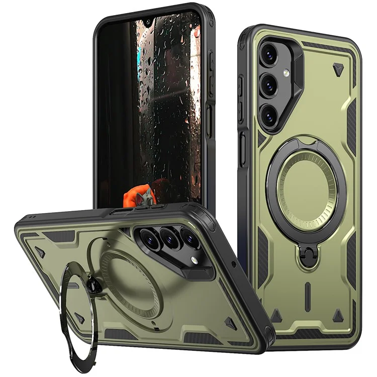 Husa Hybrid Armor » Samsung A56 (A566), MagRing, MultiAngle, Olive