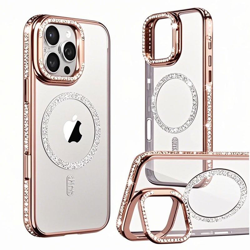 Husa Crystal Plated » iPhone 15 Pro, MagCase, CamStand, Rose