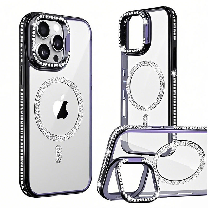 Husa Crystal Plated » iPhone 16 Pro, MagCase, CamStand, Black
