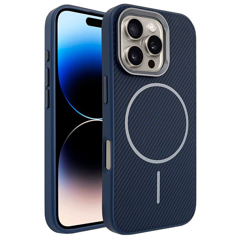 Husa MagFiber » iPhone 16 Pro, Carbon MagCase, AntiShock, Blue