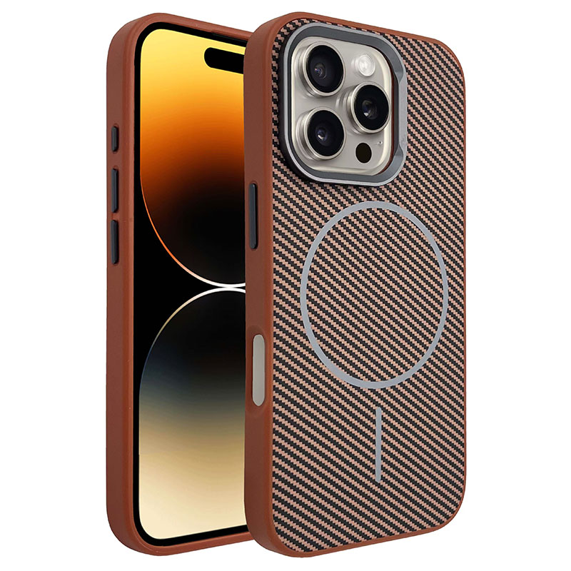 Husa MagFiber » iPhone 16 Pro, Carbon MagCase, AntiShock, Brown