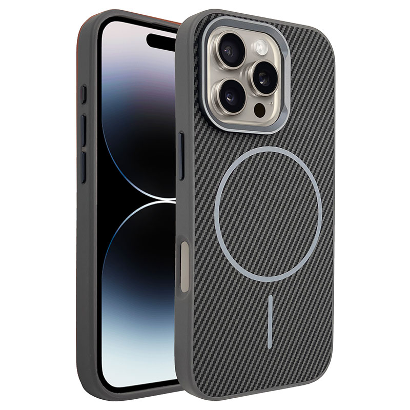 Husa MagFiber » iPhone 16, Carbon MagCase, AntiShock, Grey