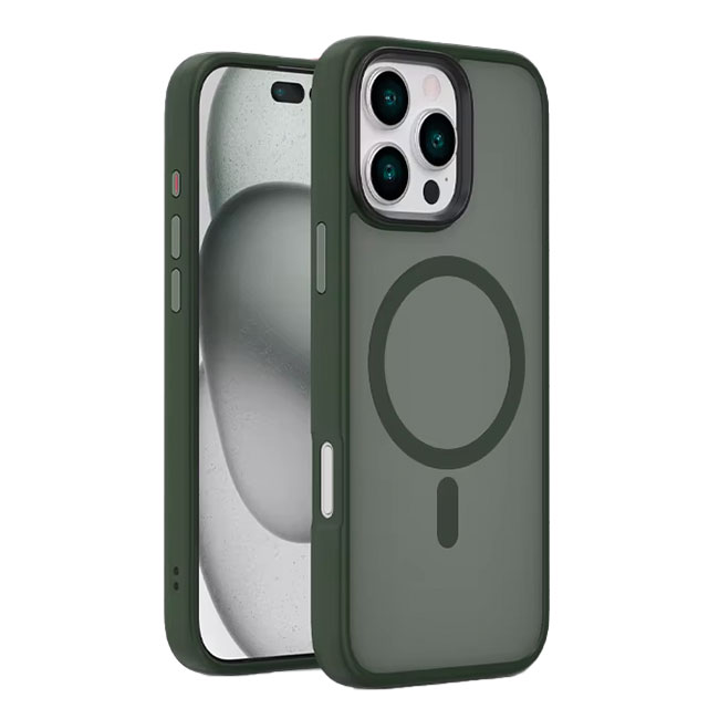 Husa MagFrost » iPhone 16, MagCase, Matte, Gray/Green
