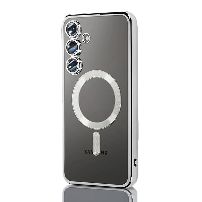 Husa Plating » Samsung A26 (A266), MagCase, TPU Clear, frame Silver