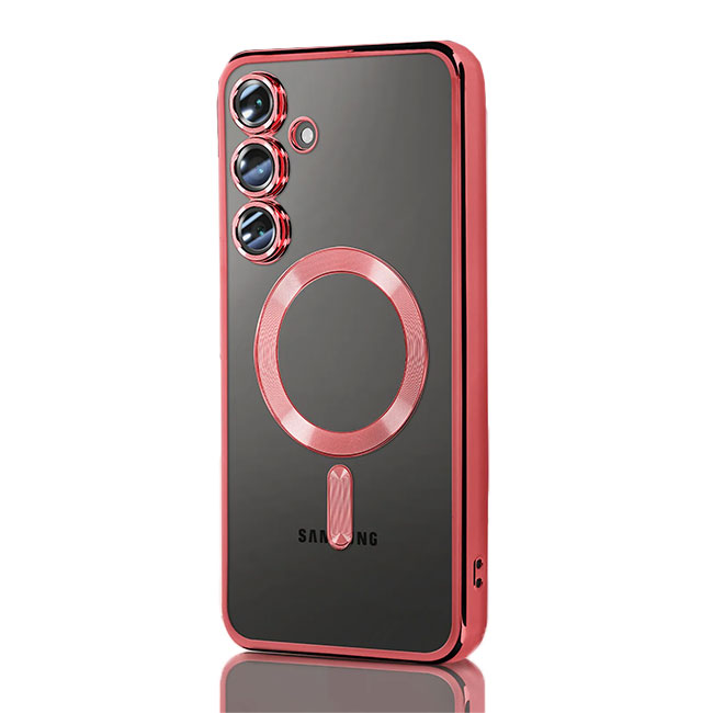 Husa Plating » Samsung S25 Ultra (S938), MagCase, TPU Clear, frame Red
