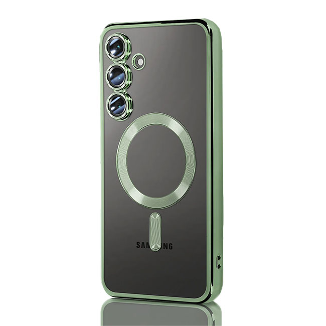 Husa Plating » Samsung S25 Ultra (S938), MagCase, TPU Clear, frame Green