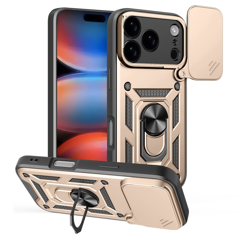 Husa Armor » iPhone 17 Pro, CamSlide, Ring Stand, GOLD