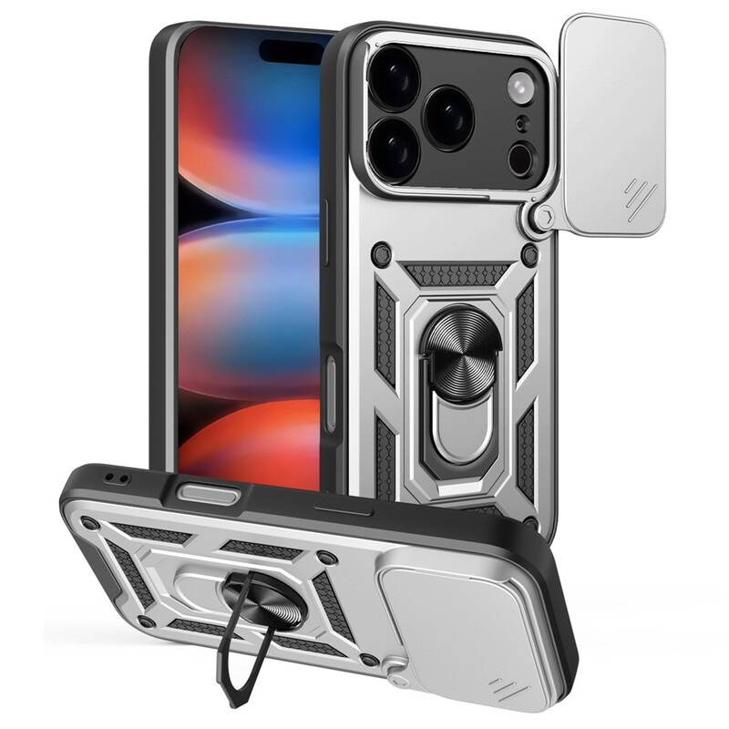 Husa Armor » iPhone 17 Pro, CamSlide, Ring Stand, SILVER