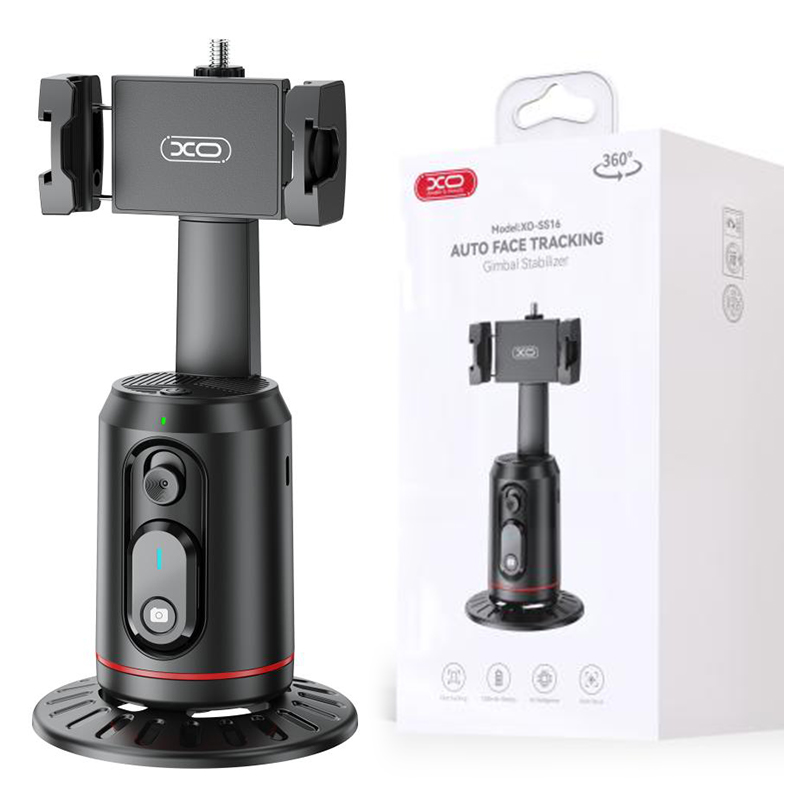 XO (SS16) Suport Stand, tip Selfie, BT 5.2, pentru telefon, AI cu urmarire faciala, MultiAngle, Black
