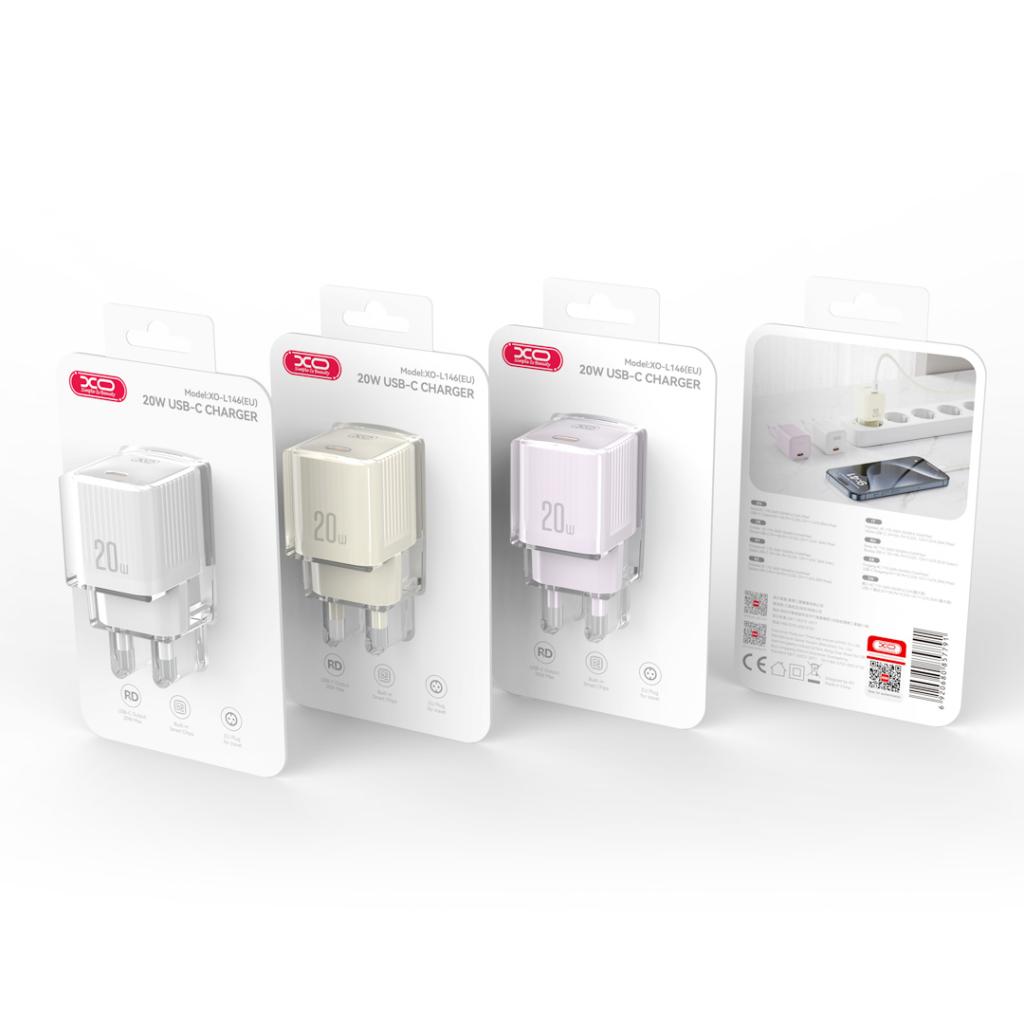 XO (L146) - Incarcator Retea, 18W, 5V, 3A, 1xUSB-C, Purple