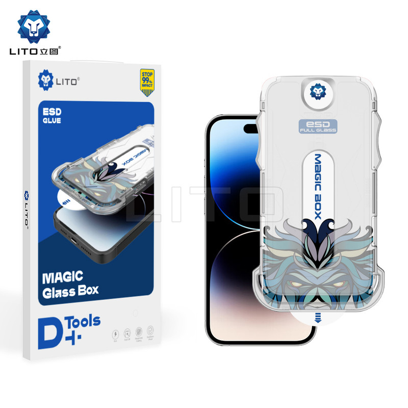Lito » Folie Magic Clear » iPhone 15 Pro - Glass Box, D+ Tools, Black