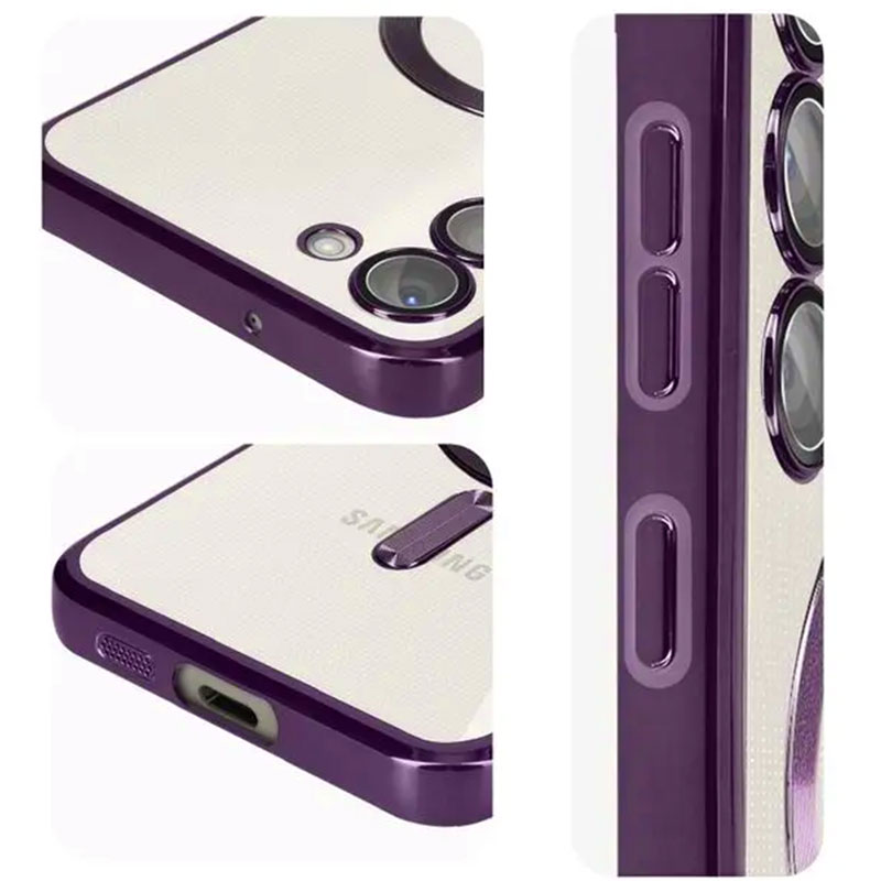 Husa Plating - Samsung A15, cu MagSafe, ElectroEdge, Purple / Clear