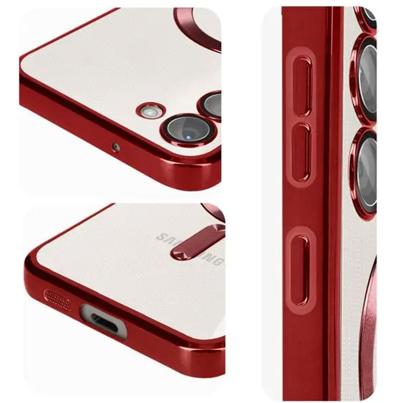 Husa Plating - Samsung A35, cu MagSafe, ElectroEdge, Red / Clear