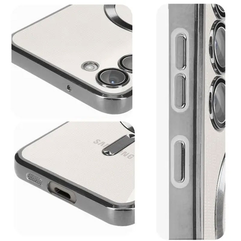 Husa Plating - Samsung A55, cu MagSafe, ElectroEdge | Silver / Clear