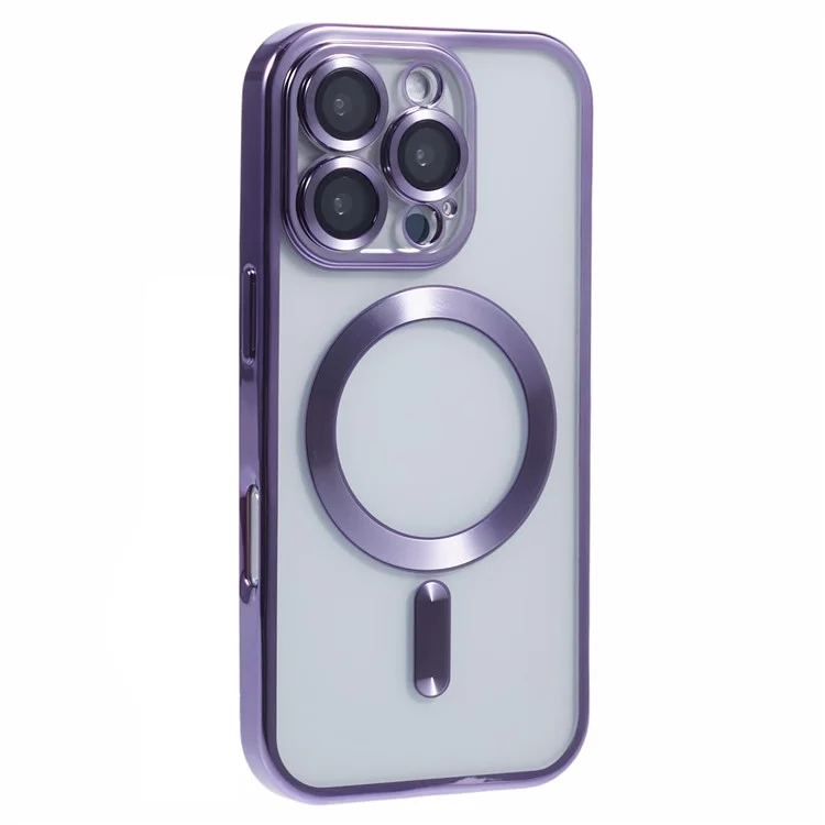 Husa Plating - iPhone 16 Pro Max - silicon cu MagSafe, Slim, Clear, Purple