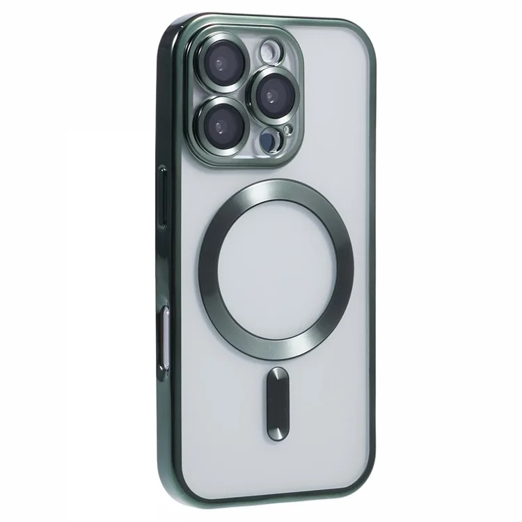 Husa Plating - iPhone 16 Pro - silicon cu MagSafe, Slim, Clear | Green