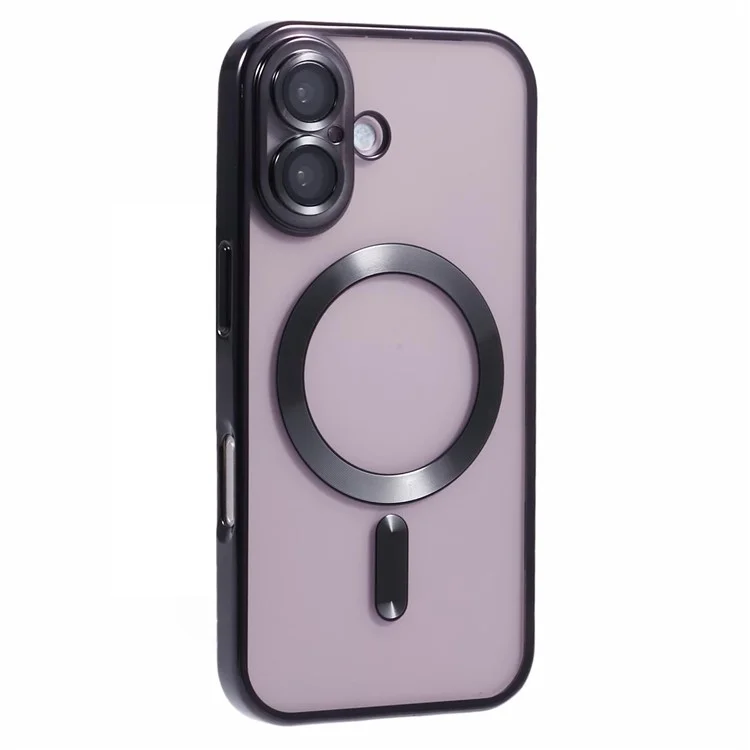 Husa Plating - iPhone 16 - silicon cu MagSafe, Slim, Clear, Black