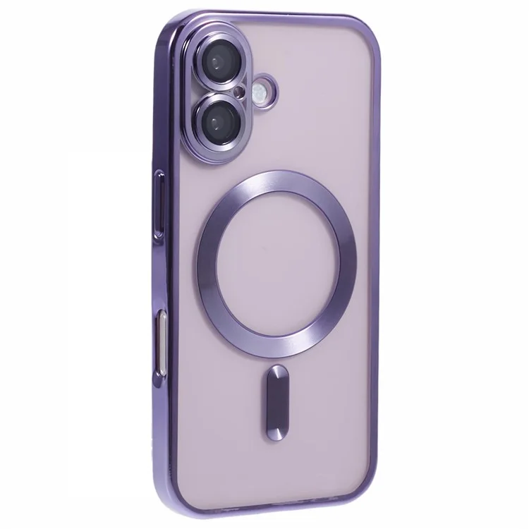 Husa Plating - iPhone 16 - silicon cu MagSafe, Slim, Clear, Purple