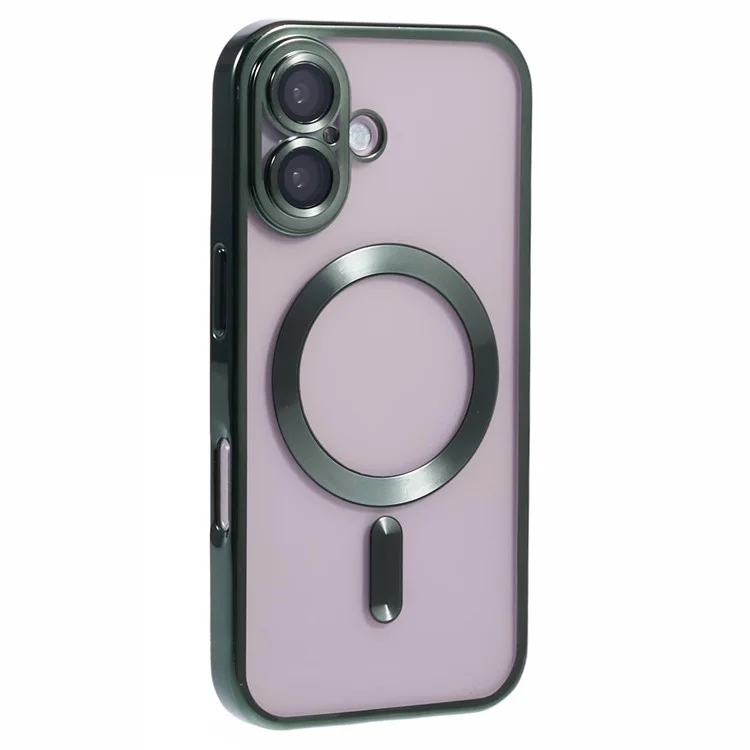 Husa Plating - iPhone 16 Plus - silicon cu MagSafe, Slim, Clear | Green