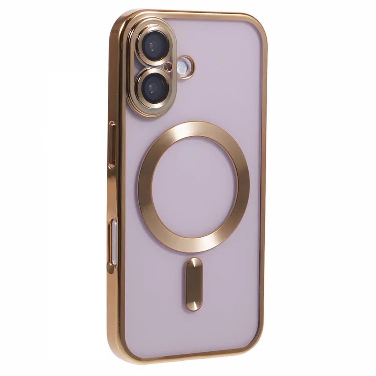 Husa Plating - iPhone 16 Plus - silicon cu MagSafe, Slim, Clear, Gold